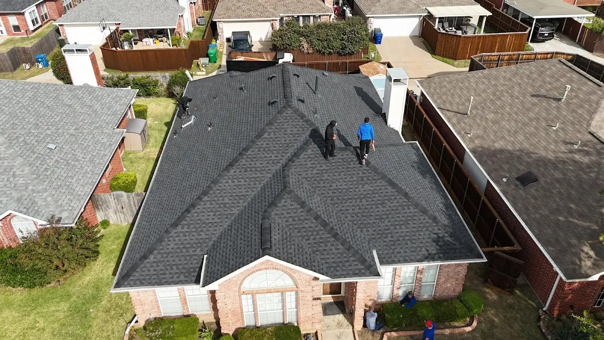 Slate & Tile Roof Repair work in progress on a Lewisville property